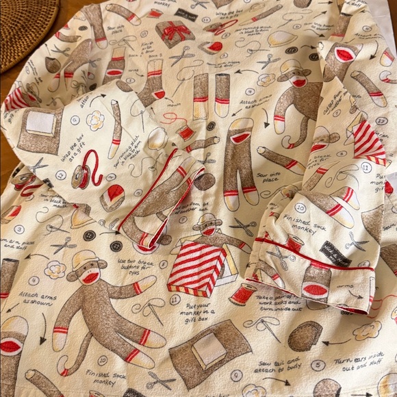 Nick & Nora Cream and Red Christmas  monkeys Pajama Set - Picture 9 of 12